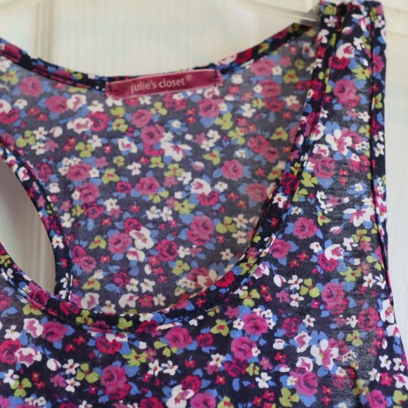 EUC Julie's Closet Purple Floral Racerback Tank XS - Picture 2 of 3